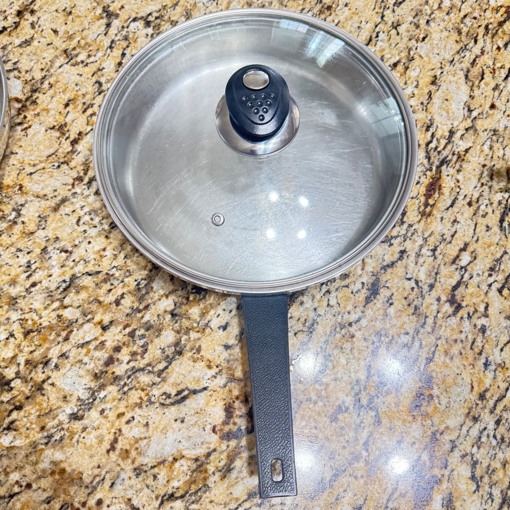 VTG Lustre Craft 9.5" Skillet 3-Ply Stainless Steel Frying Pan with Vented Lid
